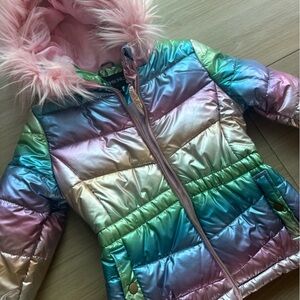 Rainbow puffer jacket 6x Girls
